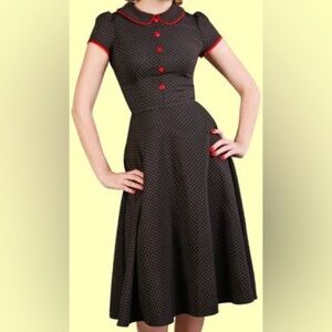 Stop Staring Polka Dot A line Midi Dress Retro 1950s Pin-up size 14